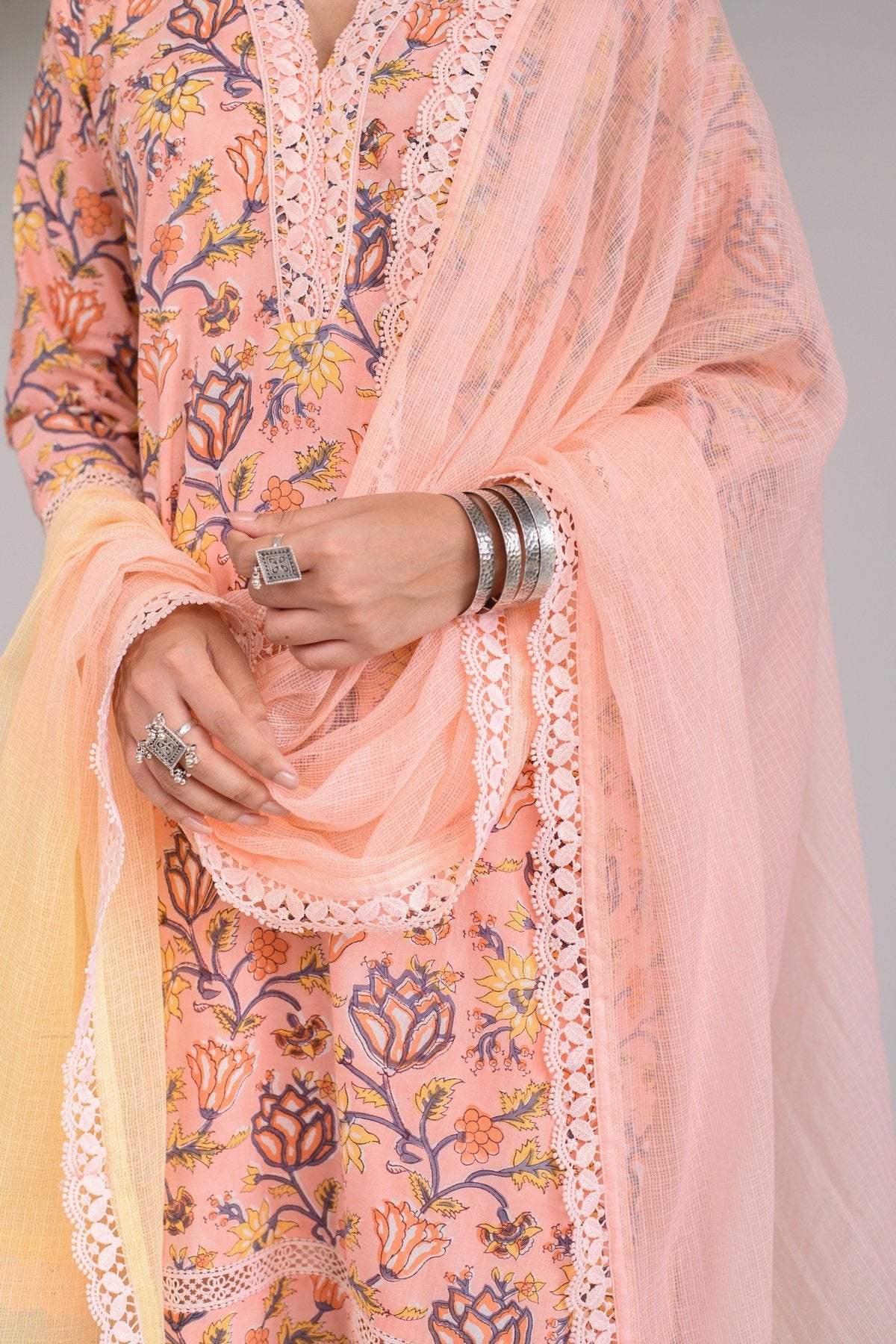 Peachy Ombre Dupatta