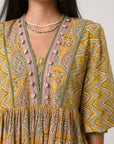 Paisley Shell Dress in Yellow