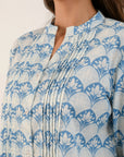 Blue Lotus Pleated Shirt