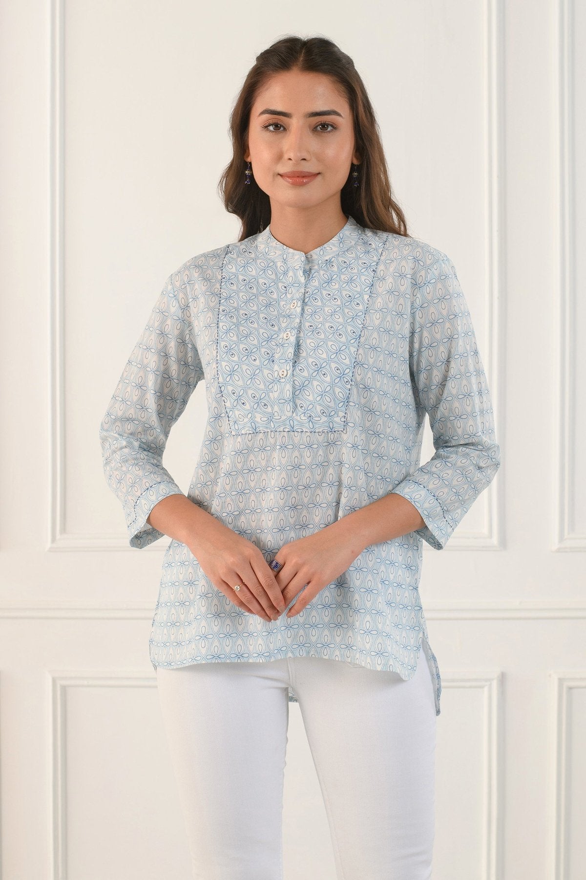 Blue Embroidered Shirt